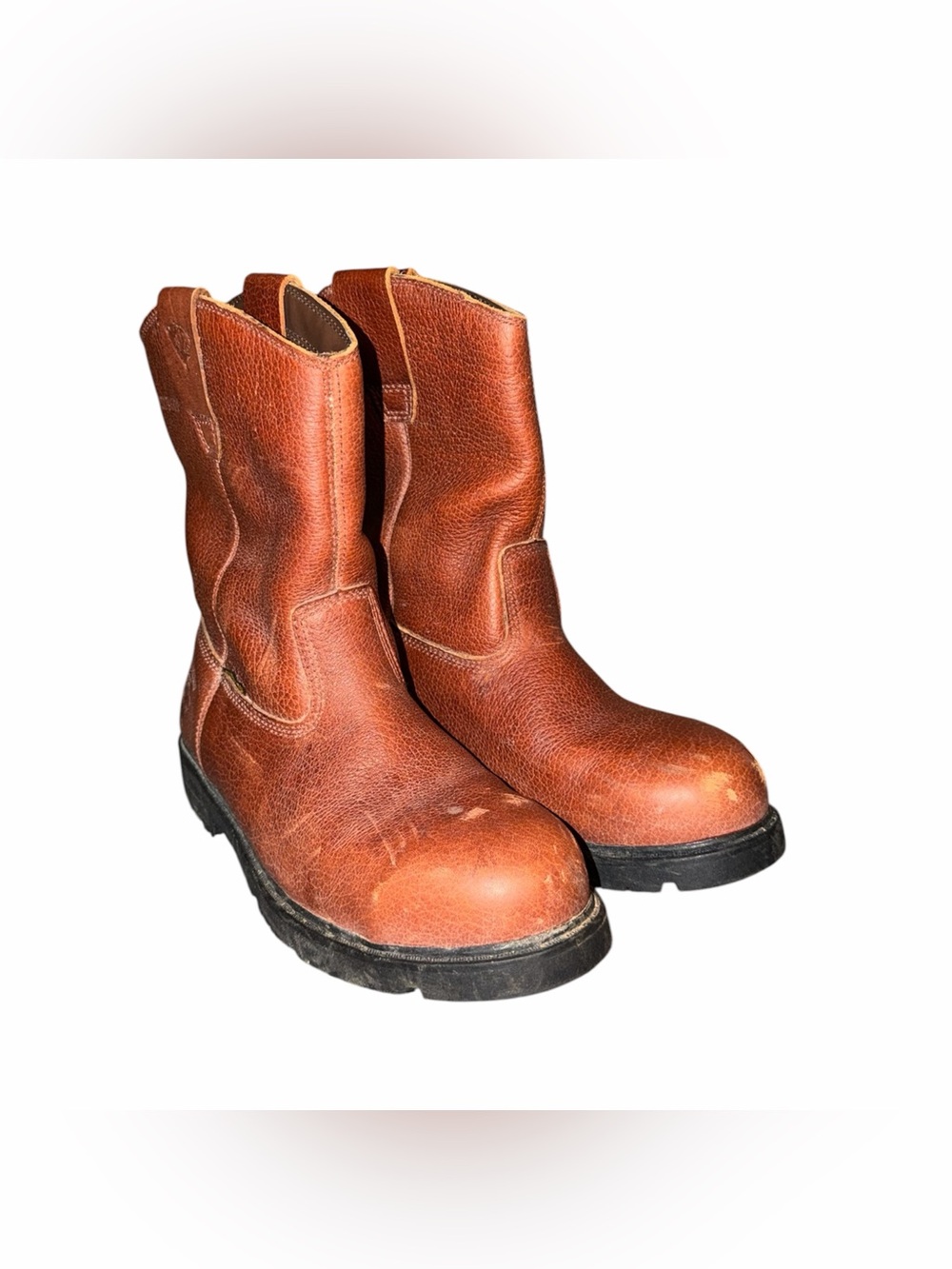 Men's Brown Leather Pull-On Work Boots